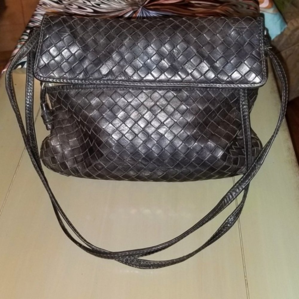 Vtg Authentic Bottega Veneta Leather Woven Bag